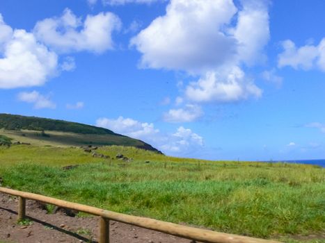 The nature of Easter Island, landscape, vegetation and coast.