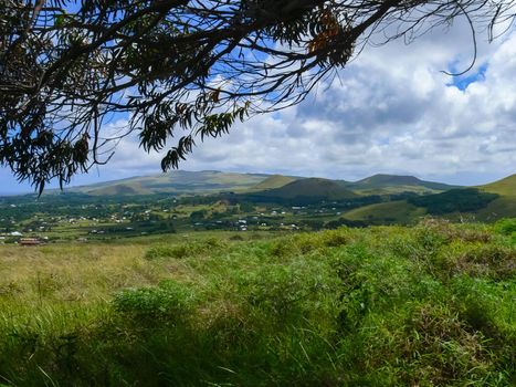 The nature of Easter Island, landscape, vegetation and coast.