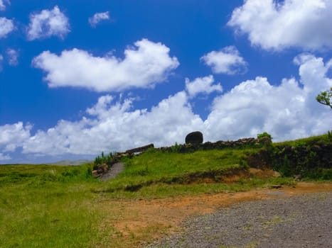 The nature of Easter Island, landscape, vegetation and coast.