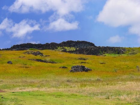 The nature of Easter Island, landscape, vegetation and coast.