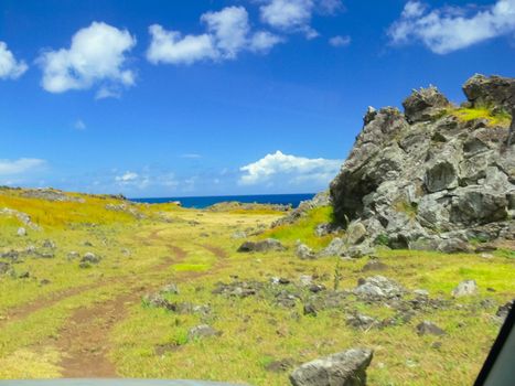 The nature of Easter Island, landscape, vegetation and coast.