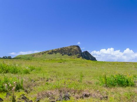 The nature of Easter Island, landscape, vegetation and coast.