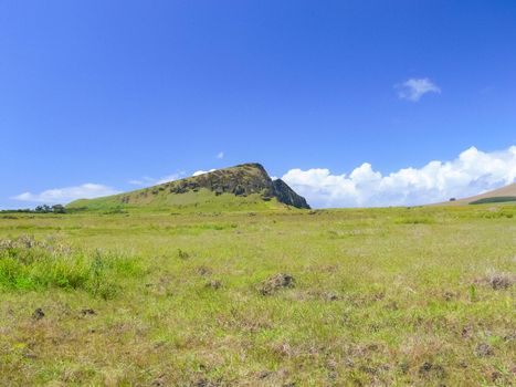 The nature of Easter Island, landscape, vegetation and coast.