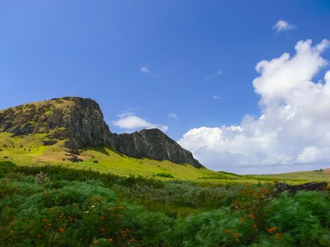 The nature of Easter Island, landscape, vegetation and coast.