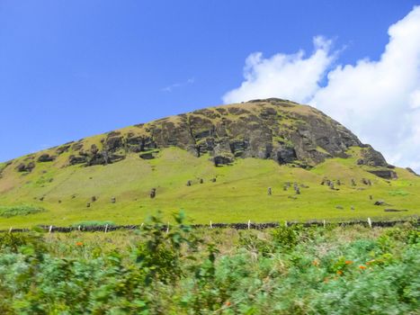 The nature of Easter Island, landscape, vegetation and coast.