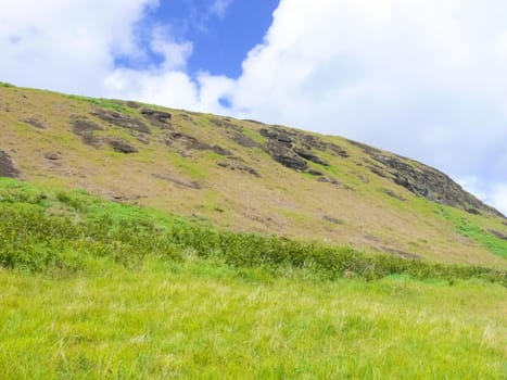 The nature of Easter Island, landscape, vegetation and coast.