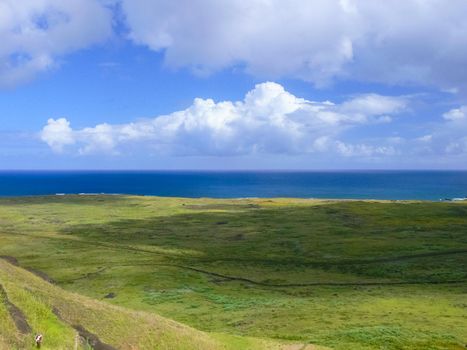 The nature of Easter Island, landscape, vegetation and coast.