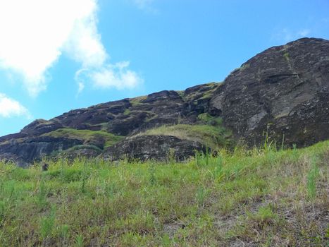 The nature of Easter Island, landscape, vegetation and coast.