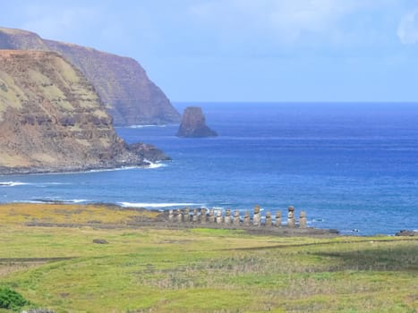 The nature of Easter Island, landscape, vegetation and coast.