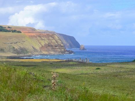 The nature of Easter Island, landscape, vegetation and coast.