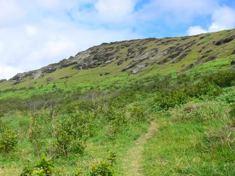 The nature of Easter Island, landscape, vegetation and coast.