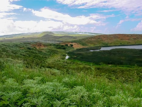 The nature of Easter Island, landscape, vegetation and coast.