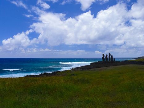 The nature of Easter Island, landscape, vegetation and coast.