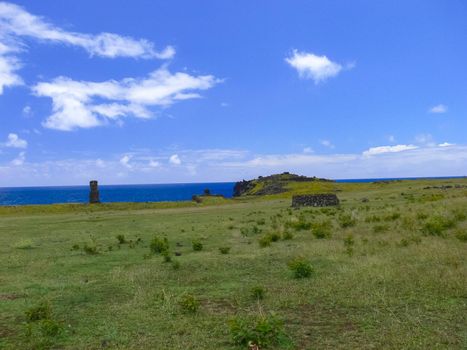 The nature of Easter Island, landscape, vegetation and coast.