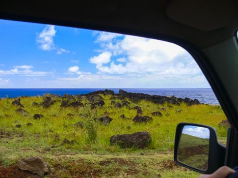 The nature of Easter Island, landscape, vegetation and coast.