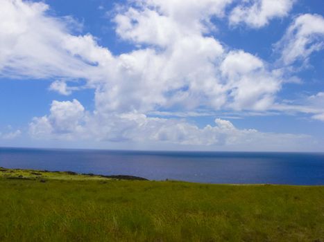 The nature of Easter Island, landscape, vegetation and coast.