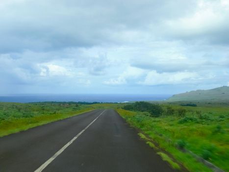 The road on Easter Island. Roads and highways on the island.