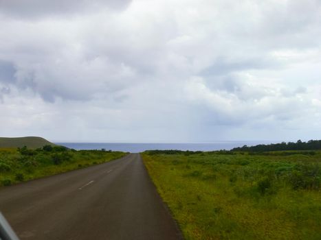 The road on Easter Island. Roads and highways on the island.