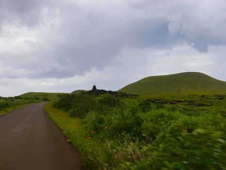 The road on Easter Island. Roads and highways on the island.