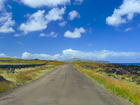 The road on Easter Island. Roads and highways on the island.