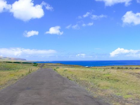 The road on Easter Island. Roads and highways on the island.