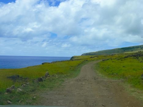 The road on Easter Island. Roads and highways on the island.