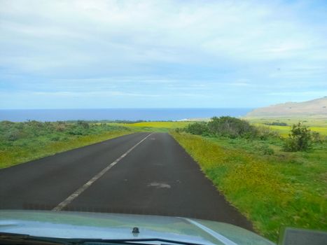 The road on Easter Island. Roads and highways on the island.