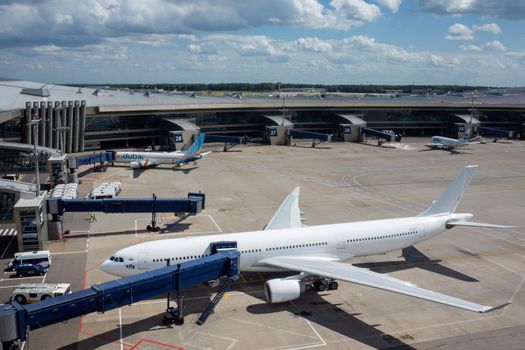 July 2, 2019, Moscow, Russia. Airplane Airbus A330-300 I-Fly airline at Vnukovo airport in Moscow.