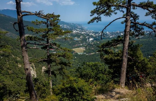 View of Yalta and the Black Sea from the mountainside.