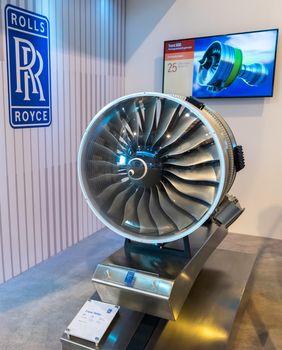 August 31, 2019, Moscow region, Russia. Rolls-Royce Trent 7000 is a turbofan engine for the widebody Airbus A330neo aircraft.