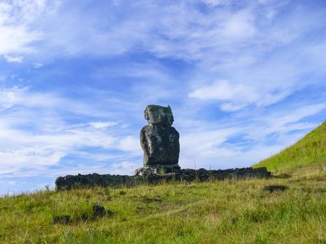 Statues of the gods of Easter Island. Ancient statues of ancient civilization on Easter Island.