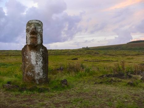 Statues of the gods of Easter Island. Ancient statues of ancient civilization on Easter Island.