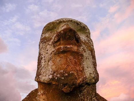 Statues of the gods of Easter Island. Ancient statues of ancient civilization on Easter Island.