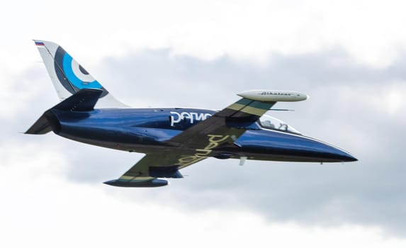 September 12, 2020, Kaluga region, Russia. The Aero L-39 Albatros training aircraft performs a training flight at the Oreshkovo airfield.