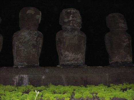 Statues of the gods of Easter Island. Ancient statues of ancient civilization on Easter Island.