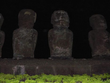 Statues of the gods of Easter Island. Ancient statues of ancient civilization on Easter Island.