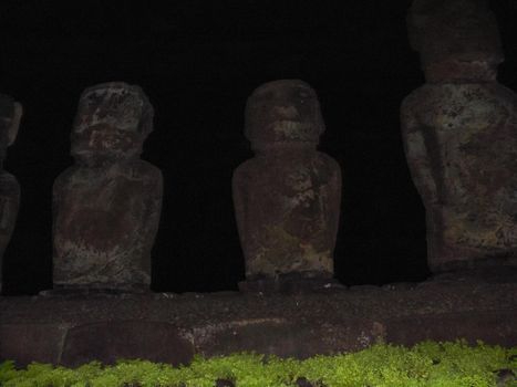 Statues of the gods of Easter Island. Ancient statues of ancient civilization on Easter Island.