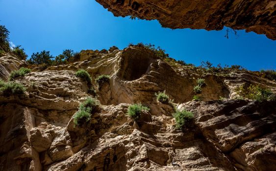 Stones on the slopes of the Avakas mountain gorge on the island of Cyprus.