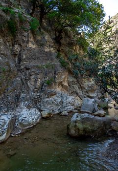 Stones on the slopes of the Avakas mountain gorge on the island of Cyprus.