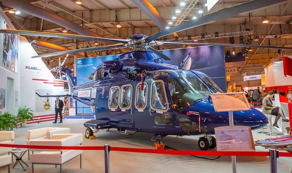 August 31, 2019, Moscow region, Russia Anglo-Italian twin-engine multipurpose helicopter AgustaWestland AW139.