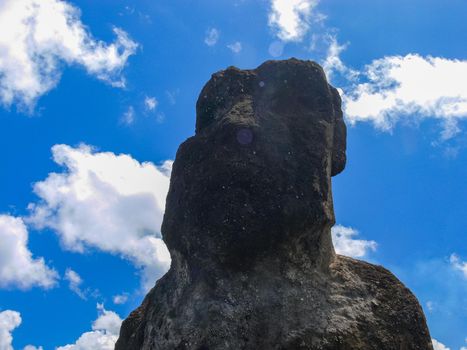 Statues of the gods of Easter Island. Ancient statues of ancient civilization on Easter Island.