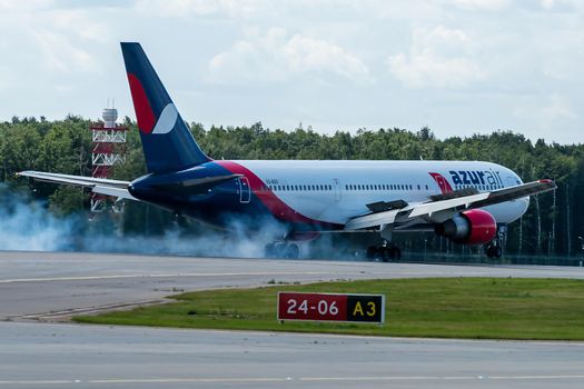 July 2, 2019, Moscow, Russia. Airplane Boeing 767-300 Azur Air Airline at Vnukovo airport in Moscow.