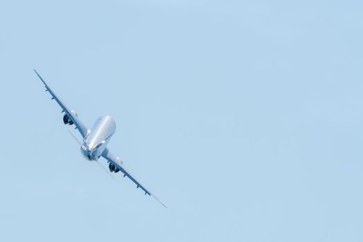 August 30, 2019. Zhukovsky, Russia. Promising Russian medium-range narrow-body passenger aircraft Irkut MC-21 at the International Aviation and Space Salon MAKS 2019.