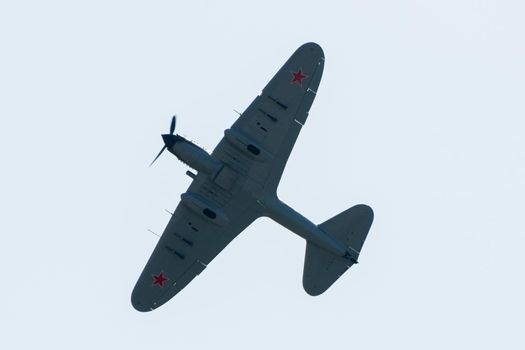 August 30, 2019. Zhukovsky, Russia. Soviet attack aircraft of the Second World War Ilyushin Il-2 at the International Aviation and Space Salon MAKS 2019.