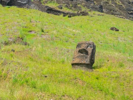 Statues of the gods of Easter Island. Ancient statues of ancient civilization on Easter Island.