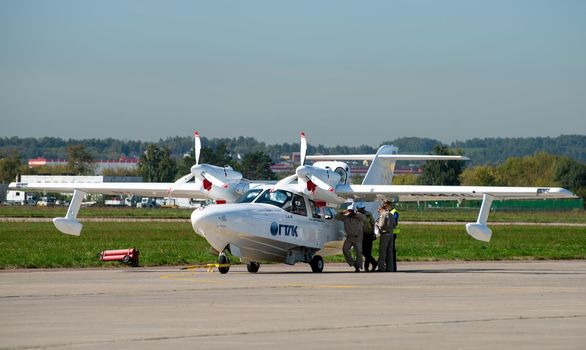 August 30, 2019, Moscow region, Russia. La-8 amphibious aircraft at the International aviation and space salon.