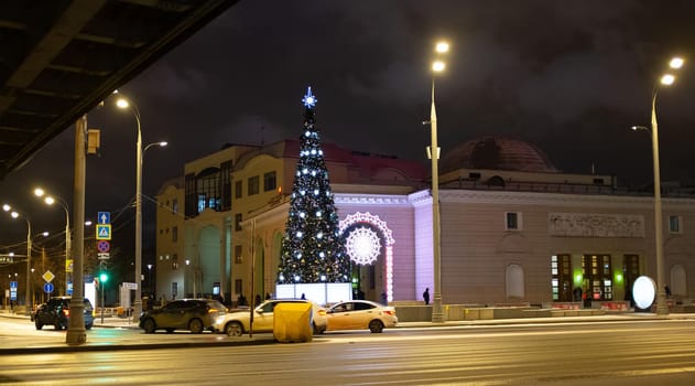 January 22, 2020, Moscow, Russia. New Year tree on Krymskaya Square in Moscow.