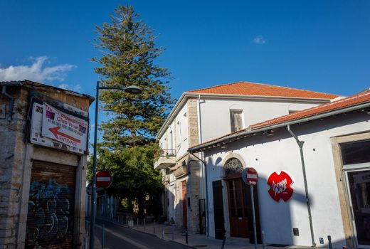 April 22, 2019, Limassol, Cyprus. Empty quiet street of the old town.