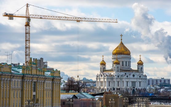 February 5, 2020, Moscow, Russia Cathedral of Christ the Savior in Moscow on a clear frosty day