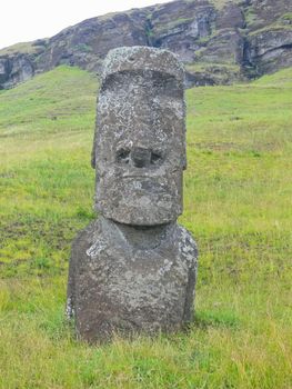 Statues of the gods of Easter Island. Ancient statues of ancient civilization on Easter Island.